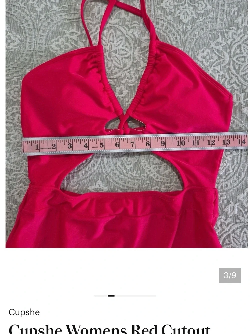 Cupshe Womens Red Cutout Ruched‎ One Piece Swimsuit Monokini Size M New